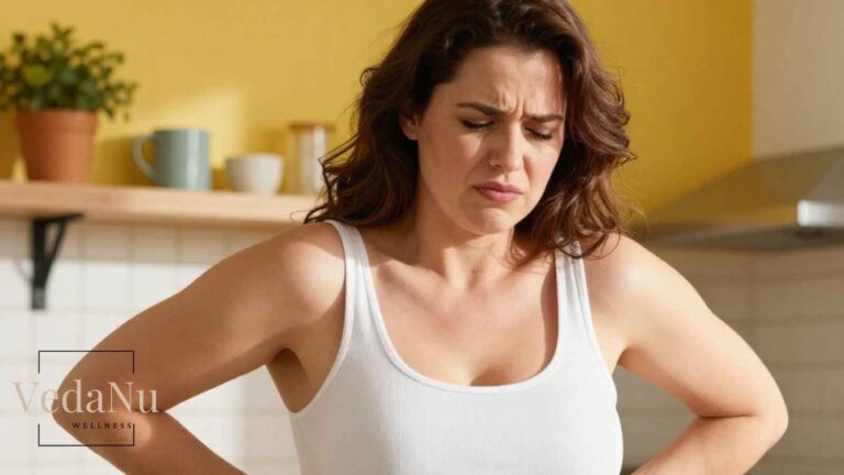 Woman experiencing back discomfort