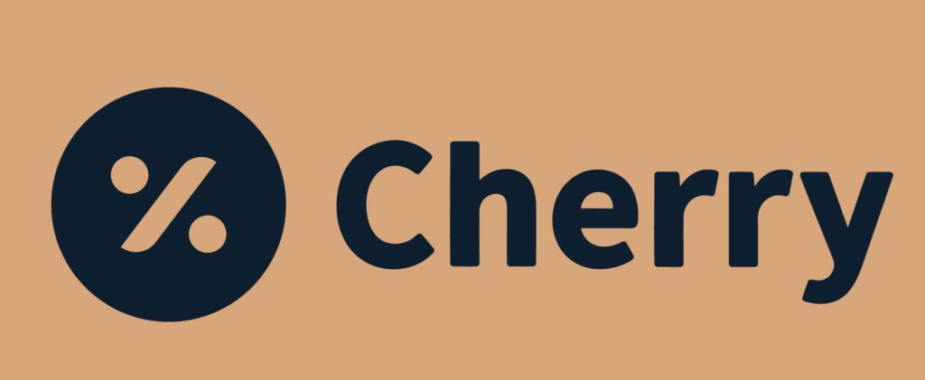Cherry logo with circular percent icon